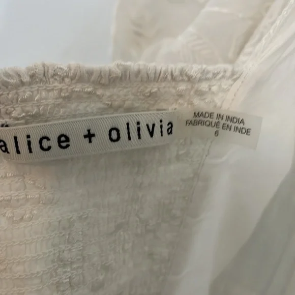 Alice‎ + Olivia Off White Stori White Eyelet Midi Dress Size 6 NWOT - Picture 10 of 14